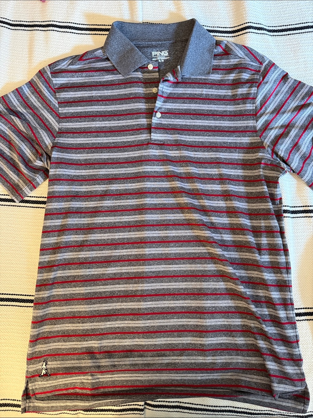 Ping Gray and Red Striped Polo Shirt